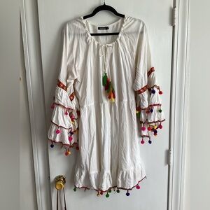 Boohoo Bohemian beach cover up white size 20